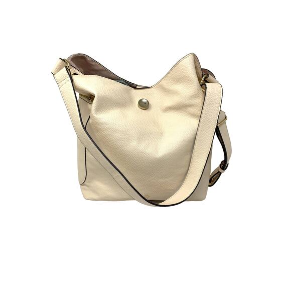 Nanette Lepore Faux Leather Chantilly Bucket Hobo Bag Cream *FLAWS - Picture 1 of 8